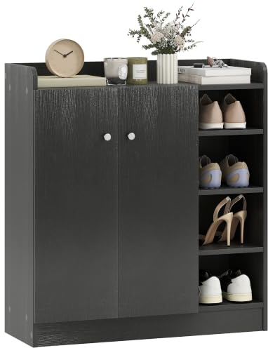 HOMCOM Scarpiera Ingresso 4 Ripiani Aperti 83x30x90 cm Nero