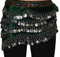Tanzbekleidung & Accessories Bauchtanz Münzgürtel Samt Hüfttuch Belly Dance Bauchtanzgürtel Karneval Münzen (Dunkelgrün mit silbernen Münzen)