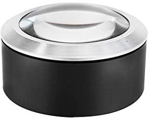5X Desktop Reading Magnifier with 3 LED Oversized Dome Handheld Illuminated Magnifying Glass Portable Cylinder Optical Glass Magnifying Lens for Map Document Reading Inspection Exploring Newspapers