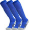 APTESOL Knielang Fußballsocken Kinder Jugend Erwachsene Lang Sportsocken Kissen Atmungsaktiv Soccer Trainingssocke (3-Paar Blau-A, EU 40-44)