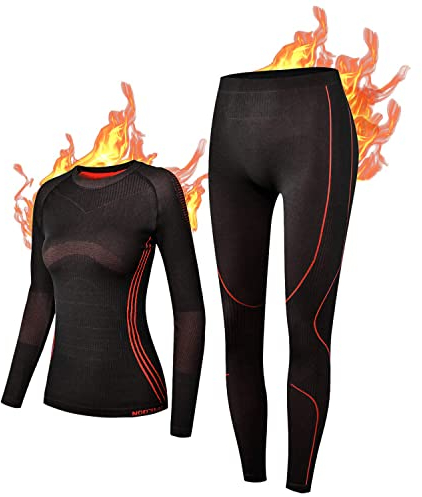 NOOYME Funktionsunterwäsche Damen Thermounterwäsche Damen Warm & Atmungsaktiv Funktionswäsche Damen Funktionsunterwäsche Damen Lang Skiunterwäsche Set Damen