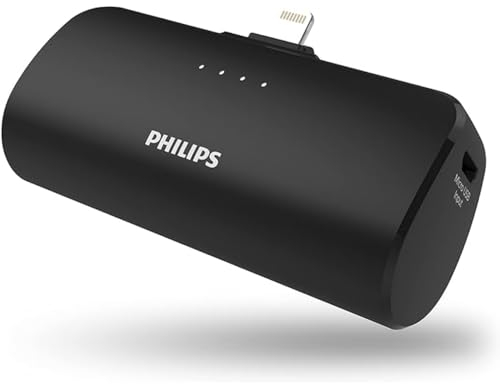 PHILIPS DLP2510C/03 - Mini Power Bank für iPhone Lightning Connector - Tragbares Externes Ladegerät - 2500 mAh - Schwarz