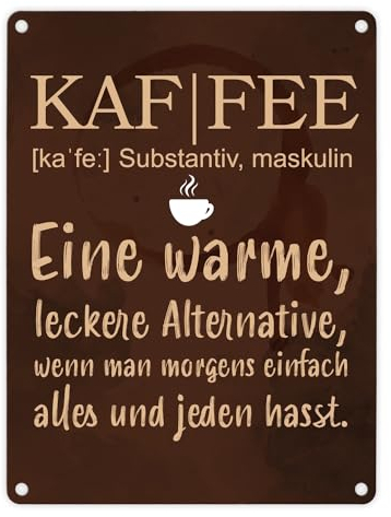 Kaffee - Metallschild mit Wortdefinition