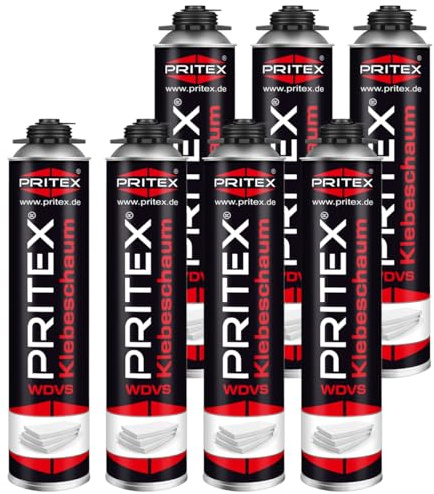 PRITEX WDVS Klebeschaum 7x 750ml, Dämmstoffkleber für Bauschaumpistole