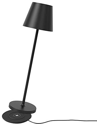 NCC-Licht LED Akku Tischleuchte Schwarz IP54 Indoor & Outdoor 2,2 Watt 190 Lumen Warmweiß 2700K mit induktiver Ladestation und Touch-Dimmer