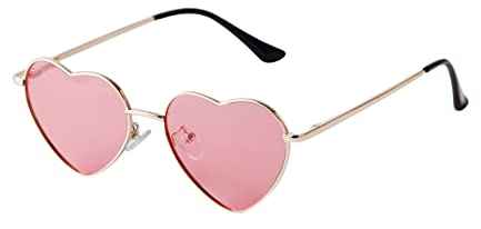 ADEWU Polarisierte Sonnenbrille Herzform Party Brille Herz Brille Vintage Ultra-Leicht Metall Rahmen für Valentinstag