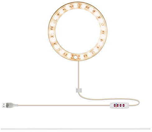 ZPYXBH Pflanzenlicht Led Vollspektrum, Grow Light LED Pflanzenleuchte, Pflanzenlampe Für Zimmerpflanzen, Wachstumslampe Für Pflanzen, Sonnenlicht USB Lampe Mit Zeitschaltuhr 8/12/16H,Sunlight,1 Ring