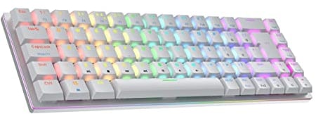 Ranked G65 Guardian 65% | Full Aluminum Frame | Ultra Slim Hot Swappable Mechanical Gaming Keyboard | 69 Keys RGB Backlit for PC/Mac | QWERTY ISO UK Layout (White, Gateron Low Profile Brown)