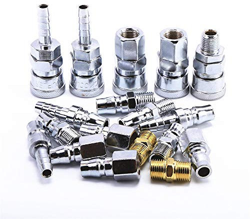 18 Pezzi Set Connettore Rapido Aria 1/4 BSP - Raccordi Compressa, Attacchi Compressori, Innesto e Connettori Maschio Femmina