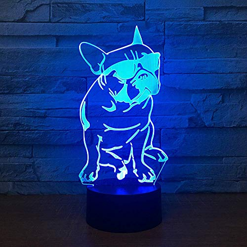 Xdorra Französische Bulldogge Nachtlicht Bulldogge 3D LED Illusion Schreibtisch Lampen, 7 Farben ändern Geburtstag Weihnachtsgeschenke für Männer Frauen und Zimmer Dekor…