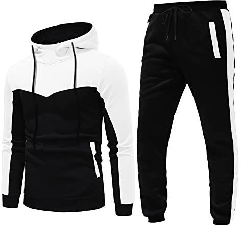 Trainingsanzug Herren, Jogginganzug Herren Sportanzug Freizeitanzug Fitnessanzug Männer Jogging Anzug Baumwolle Oversize Gym Fitness Sport Farbblock Pullover Hoodie + Lang Hose Tracksuit Set