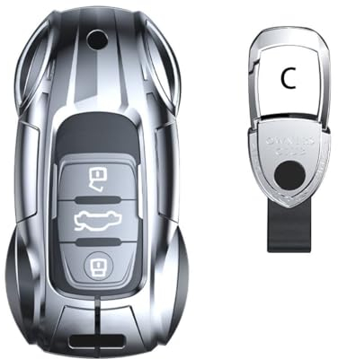 Gleamydot Coque Clé Compatible avec Etui Clef Audi A3 A4 A5 A6 A7 A8 Q5 Q8 TT RS4 SQ5 Protection Clé de Voiture Accessoires en Alliage de Zinc Boîtier (C-Yin)