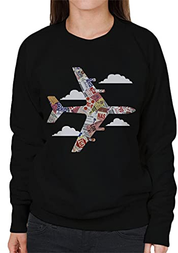 All+Every Pan Am Plane Baggage Tags Women's Sweatshirt Black