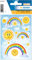 HERMA 15535 Aufkleber Regenbogen Glitzer klein groß, 15 Stück, Sommer Sticker mit Sonne Wolken Rainbow Motiv, Kinder Etiketten für Fotoalbum Tagebuch Poesiealbum Scrapbooking Geburtstag Deko Briefe