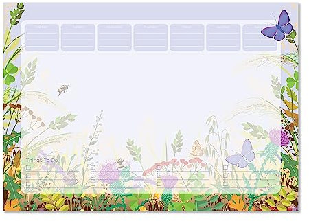 Exacompta - Ref GS009Z A3 Organiser Desk Pad, 90gsm Paper 297mm x 420mm, 40 Sheets of Lined Paper with a Butterfly Design, Great for Getting Organised