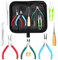 Swpeet Assortiment de 9 pièces de 11,4 cm, 3 types de pinces à bijoux, pinces à bec aiguille, pinces à bec rond, coupe-fils, avec poinçon, pince, anneau à coudre, ciseaux, fournitures de fabrication