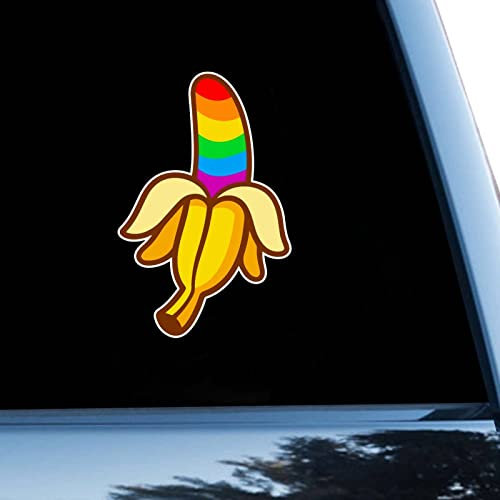 LGBT Rainbow Banana Funny Gay Sticker, Pride Parade LGBT Vinly Decal for Cars Laptops, Windows, Walls, Fridge, Toilet And More,6 inch