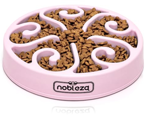 Nobleza Ciotola Anti Ingozzamento, Ciotole per Cani Grandi e Taglia Media, Ciotola Plastica per Cane Animali Ciotola Antiscivolo Durevole ad Alimentazione lenta, φ20,4*H4,7cm, Rosa