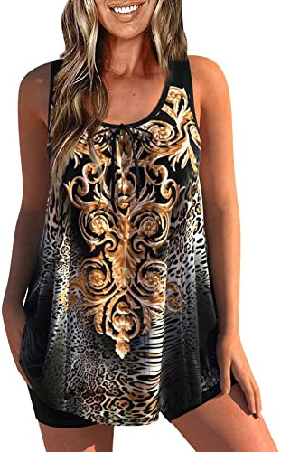 Maillot de Bain Femme 2 Pieces Push Up Grande Taille Taille Haute Amincissant Push Up Vintage D'été Bikini Femme Pas Cher Marque Plage Swimwear Maillot Vetement Brown M