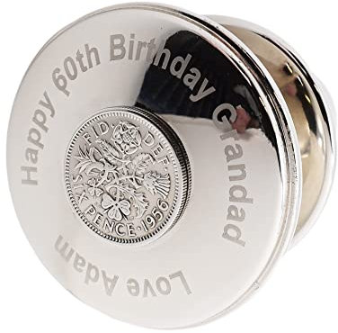 Beautifully Engraved with Personalised Message Silver Wine Bottle Stopper with Sixpence Coin