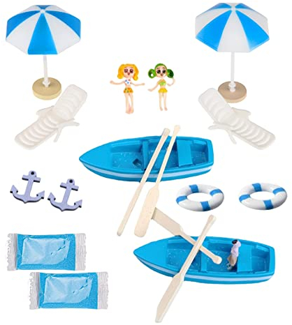 Strand Mikrolandschaft Strand Deko Miniatur Set Miniatur Strand Deko Mini Liegestuhl Deko Klein Miniliegestuhl Strandkorb Mini Stranddekorationen Für Diy Garten Sandkasten Swimmingpool Geschenk(18pc)