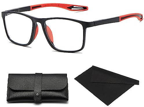 Lunettes presbytes de sport ultra légères anti-lumière bleue pour homme - Lunettes de lecture pour le sport et le cyclisme - Double foyer - 2,5 x - Rouge