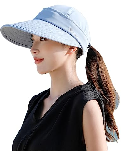 SJTJSPX Casquette Visiere Sport Eté Chapeau de Soleil Démontable Capeline Femme Large Bord Pliable Chapeau de Plage Voyage Protection UV Cassquette de Baseball Piscine Camping Pêche Jardinage