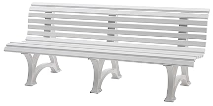 PROREGAL Gartenbank Jamaika | 4-Sitzer | Weiß | HxBxT 80x200x64cm | Witterungs- & UV-beständiger Kunststoff | Parkbank Sitzbank Außenbereich Garten Balkon Terrasse