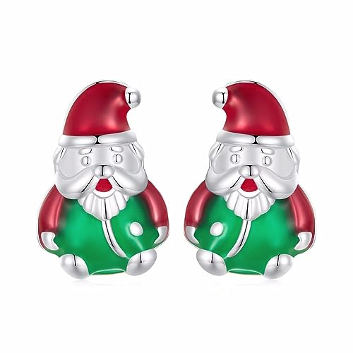 Qings Weihnachts Ohrringe 925 Sterling Silber Weihnachtsmann Ohrstecker Emaille Glow in the Dark Xmas Ohrringe Schmuck Geschenke Für Mädchen Damen