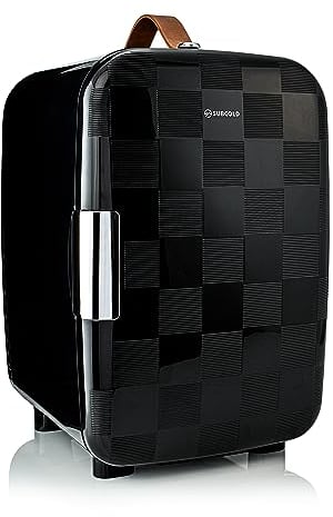 Subcold Pro15 Luxury Mini Fridge Cooler | Compact 15L Portable Small Fridge 12v & 240v | Efficient Quiet Cooling System | Ideal for Bedroom, Office, Beauty & Car (Chequer Black)