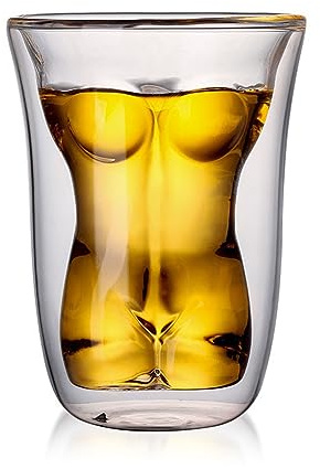 Mokylor Körperförmiges Cocktail-Schnapsglas, Transparentes Lustiges Weinglas, Sexy Naked Miss oder Muscle Man Klarglasbecher, Einzigartige Gläser Sexy Body Weingläser(Frauenkörper geformt)