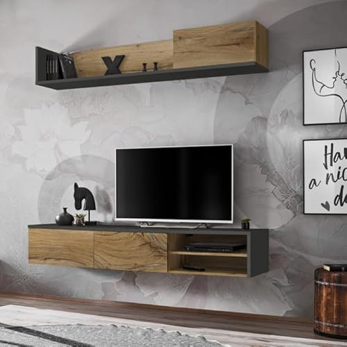 Paris Prix Ensemble Meuble TV Dallas 180cm Chêne & Gris