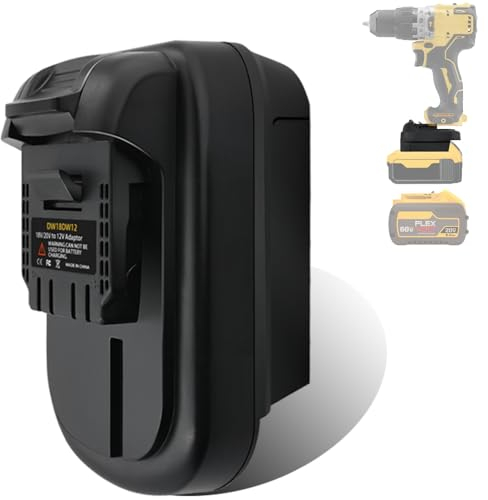 DeWalt 20 V Batterieadapter auf 12 V, konvertiert für DeWalt 20 V 60 V Akku auf 12 V Batterieersatz, funktioniert für DeWalt 12 V schnurlose Werkzeuge unter 120 W (nur DM18DW12 Adapter im Lieferumfang