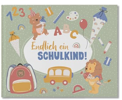 Papierdrachen Hochwertiges Freundebuch für Kinder - perfekt für die Schulzeit - buntes kindgerechtes Design - tolle Geschenkidee für den Schulstart - Set 6
