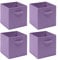 Homullel Foldable Storage Cube Boxes Set of 4, Storage Unit Box with Handle/Eyelet, Collapsible Storage Bins Organiser for Shelf Closet Organization (With Handle, Light Purple)