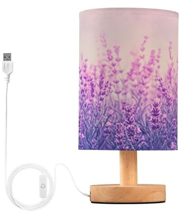 JUMBEAR Lampada da tavolo viola lavanda, lampade da comodino con paralume in tessuto di lino, per camera da letto e soggiorno, lampadina LED inclusa