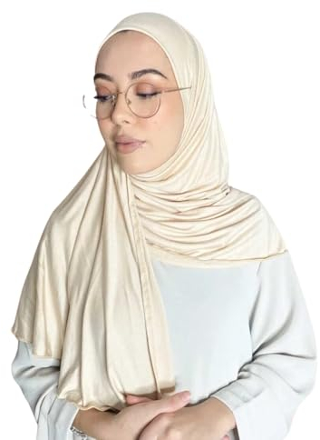 BOXFORSISTER Premium Hijab Schleier für Damen – Brillenschlitze – leichter Schleier aus weichem Jersey, bequem – alle Jahreszeiten – einfach anzuziehen – ideal für Anfänger oder Konvertiten, nude, One