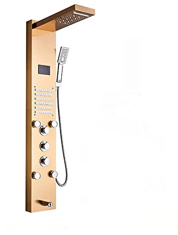 Sistema Doccia a Torre con Display Digitale, Colonna Doccia, Sistema di Pannelli Doccia in Acciaio Inox, Sistema Doccia con soffione a LED, doccetta, getti corporei, Bocca Vasca, Decorazione