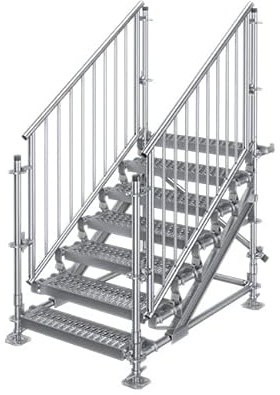 Scafom-rux escaleras piscina personas mayores “Confort Plus” [1 Metro | Rux-Super-System | incl. Kit] escaleras caracol - 1 metro de altura, 1m de ancho, 45 grados - Escaleras de exterior