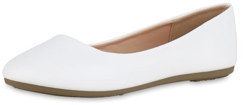 VAN HILL Damen Klassische Ballerinas Flach Basic Klassisch Schuhe 215500 Weiss 38
