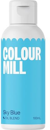 Colour Mill Oil Blend Lebensmittelfarbe Ölbasis, Sky Blue, 100 ml | Hochkonzentriert, Leuchtende Farben, Geeignet für Buttercreme, Schokolade, Kuchenteig, Ganache und Zuckermassen