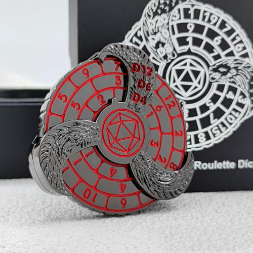 Mini fidget spinner 7 in 1, in metallo, con confezione regalo, mini fidget spinner per giochi da tavolo, dadi a bussola per dungeons and drons, colore rosso
