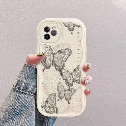 Farfalla Custodia Onda Silicone Morbido Compatibile con iPhone 11 Bianco Cover