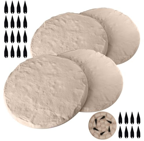 Lot de 4 pierres de marche de jardin en plastique durable avec pointes pour allée et allée en plein air Beige coloré