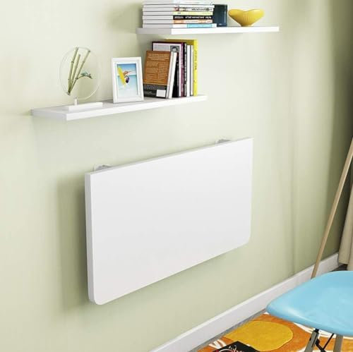 SGKOMN An der Wand montierter schwebender Klapptisch, Küchen-/Esstisch, Computertisch, Tragkraft 60 kg, Klappbarer Holztisch, PC, Verschiedene Größen(White 90 * 50cm/35.5 * 20in)