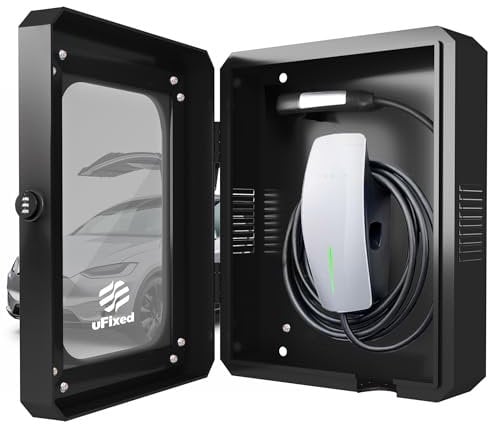 Ufixed Schutzbox für Wallbox – Abschließbares, wetterfestes Gehäuse mit Sichtfenster und Kabelhalter, passend für Tesla Gen 3 Wall Connector