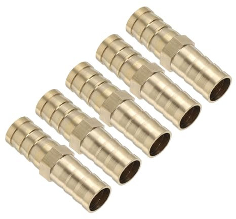 PATIKIL 12mm(1/2) Conector de Manguera de Latón, 5pcs Recto Unión Acoplador Púas de Latón 2 Vías Conectores de Empalme Conexión para Tuberías de Agua y Combustible Grifo Jardín