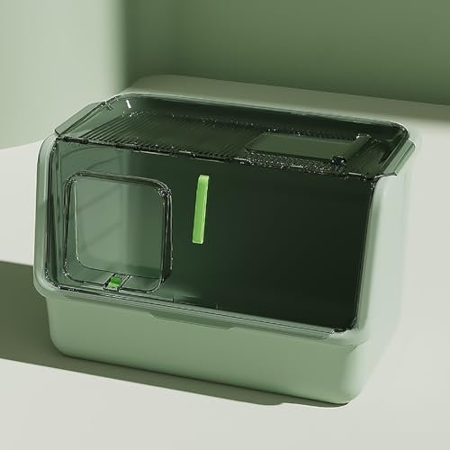 Sabbiera Gatto Coperta, Lettiera Chiusa per Gatti, Lettiera Anti-Schizzi con Ingresso Dall'alto, Toilette Chiusa per Gatti, Facile da Installare(Green)