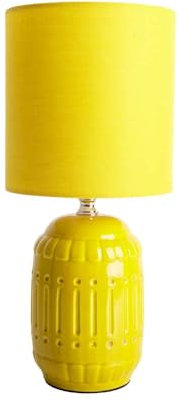 Näve Tischlampe Tischleuchte Leselampe Keramik Nachttischlampe Textil gelb H 30 cm
