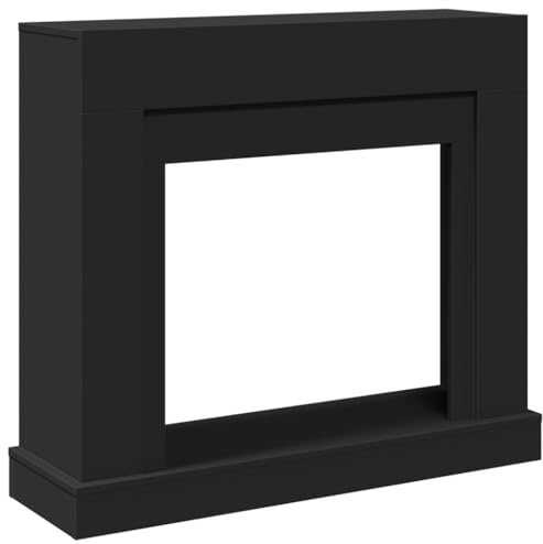 Kangmusi Kaminumrandung Schwarz 100x30x87,5 cm Holzwerkstoff, Black 854563